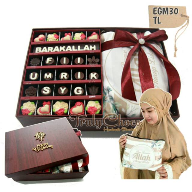 

hadiah special ulang tahun anniversary coklat trulychoco dengan mukena