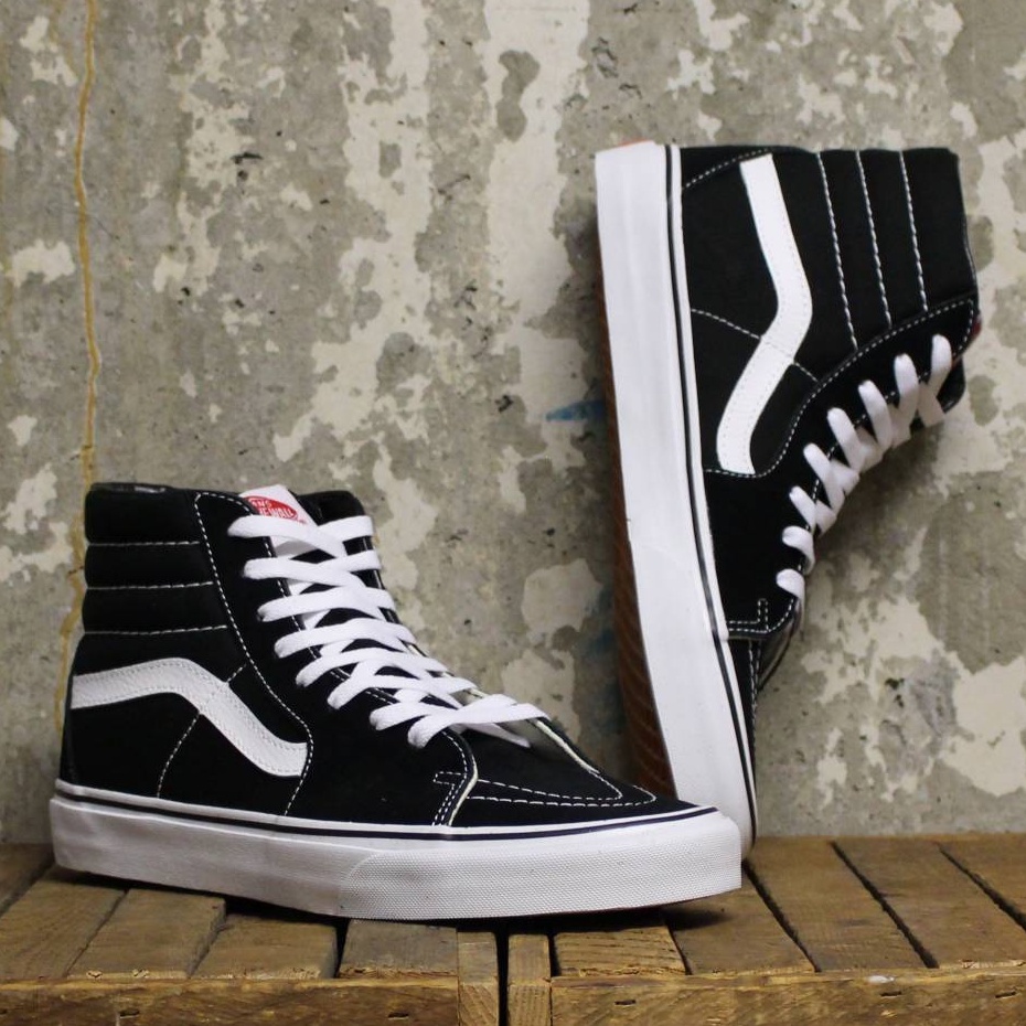 SEPATU VANS SK8 HI CLASSIC BLACK WHITE BNIB