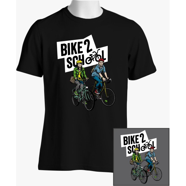 kaos tshirt bike to school bike 2 school berduaan combed 30s