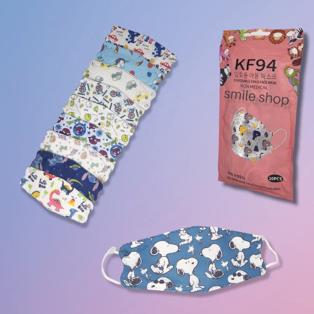 Masker KF94 Kid / Anak BTS Sachet isi 10pcs Motif CAMPUR/mix facemask