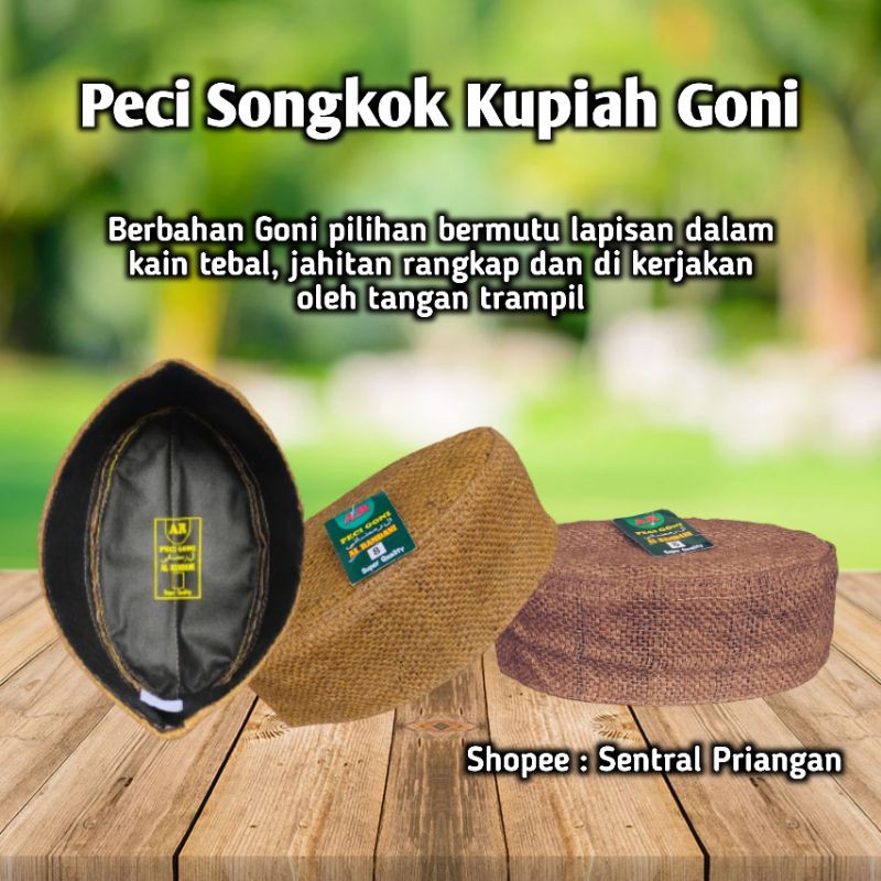 PECI SONGKOK KOPIAH GONI KLASIK / PECI GONI / SONGKOK GONI / KUPYA GONI / PECI UNIK BAHAN GONI