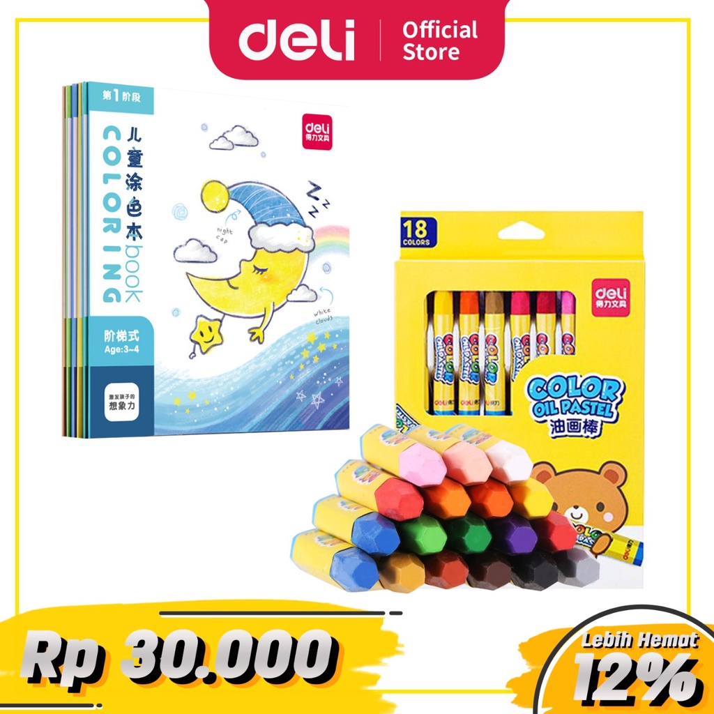 

Deli Back To School Set 6 - Buku Mewarnai Anak-anak + Krayon 12/18 Warna Alat Tulis Sekolah