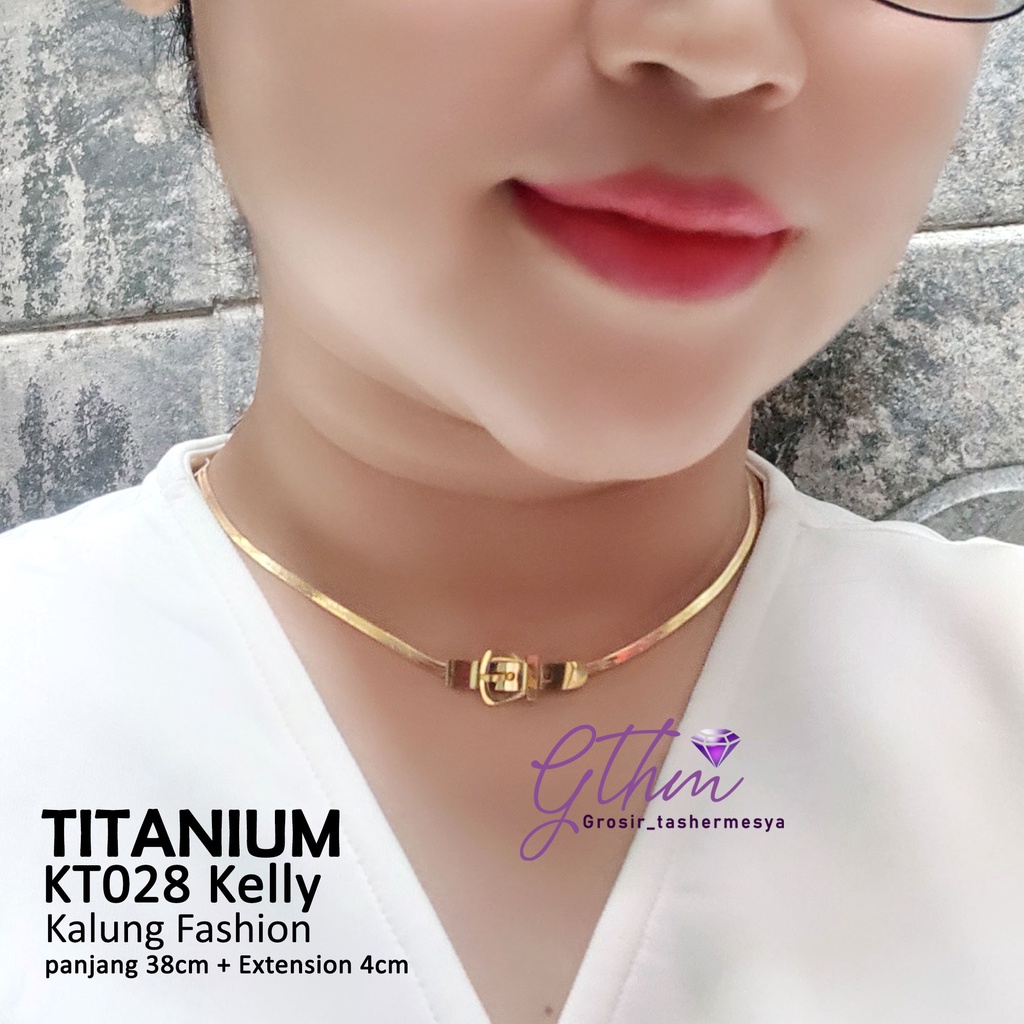 Kalung Titanium Branded Kelly Pipih Perhiasan Fashion Import Premium KT028 GTHM