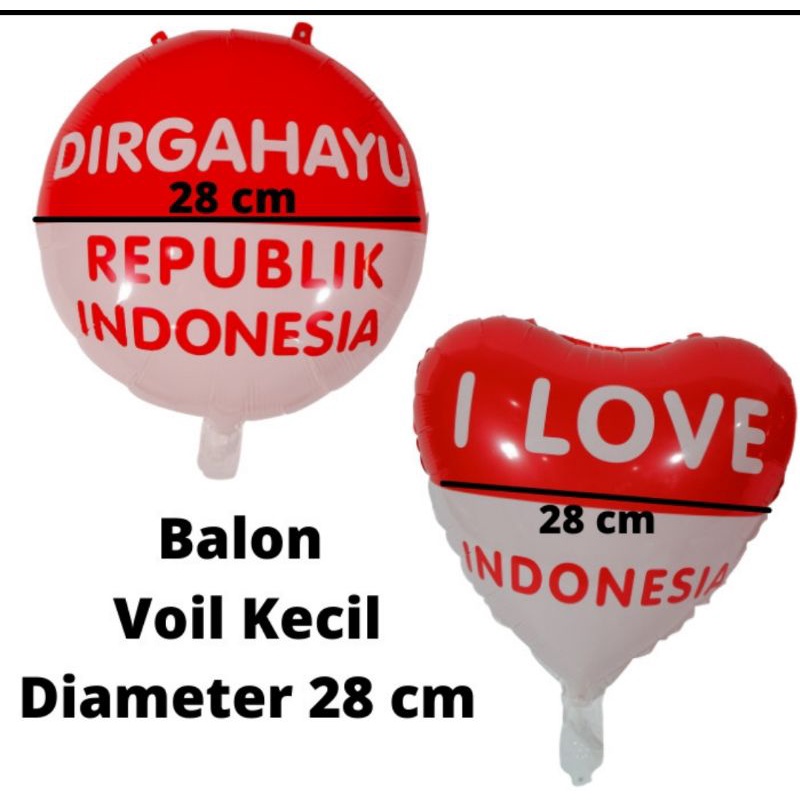 BALON FOIL HIASAN DEKORASI 17an 17Agustus HUT DIRGAHAYU RI BULAT LOVE