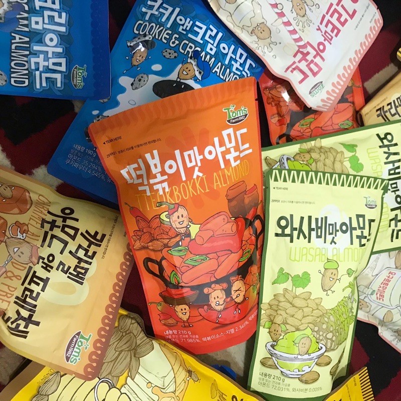 Tom's Farm Korean Honey Butter Almond/ Wasabi/ Cookies Cream/ Yogurt / Tteokbokki / Caramel Pretzel