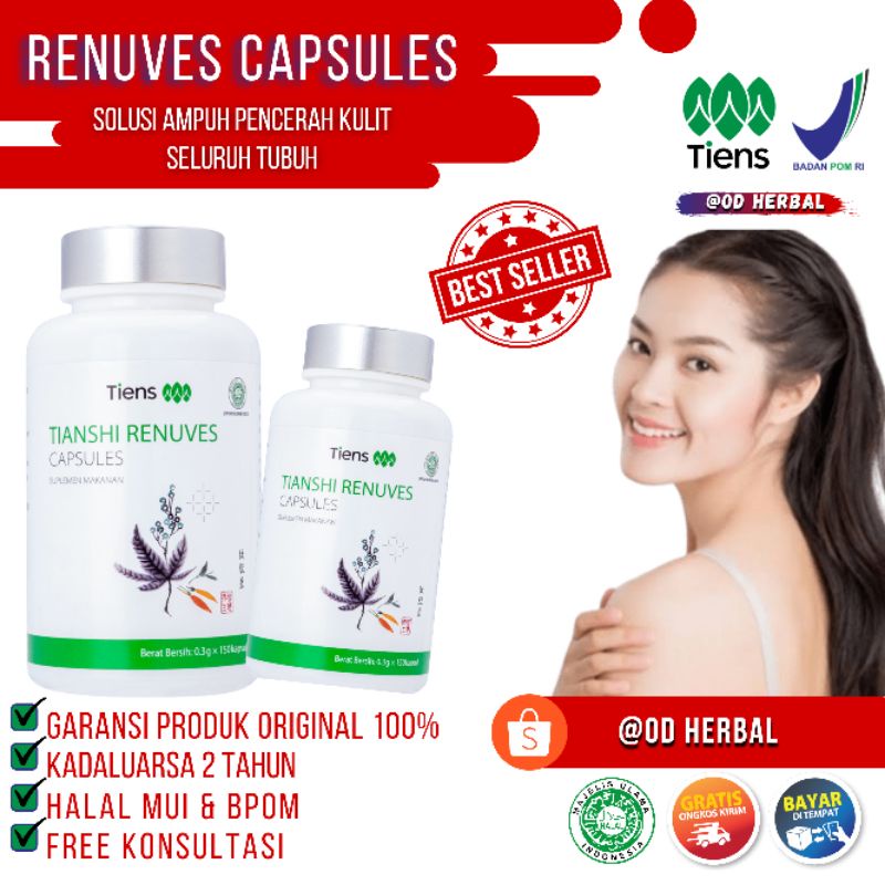 Renuves Tiens Pemutih Badan Isi 150 Capsules Original Bpom