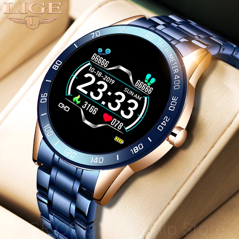 LIGE Steel Smart Watch Men Fashion Digital Watches Waterproof Bluetooth Smartwatch Android iOS Weath