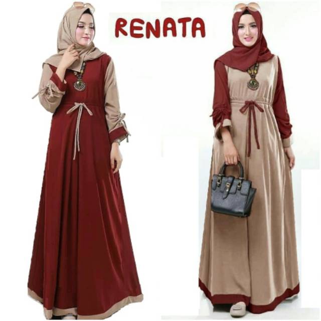 Gaun Renata Dress Gamis Busui Bahan Balotelli Murah Model Terbaru Sleting Depan Shopee Indonesia