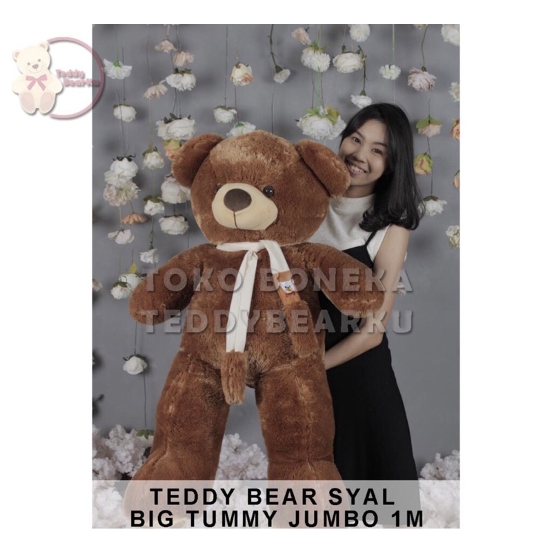 BONEKA BERUANG TEDDY BEAR SYAL Telapak JUMBO 1METER LABEL SNI