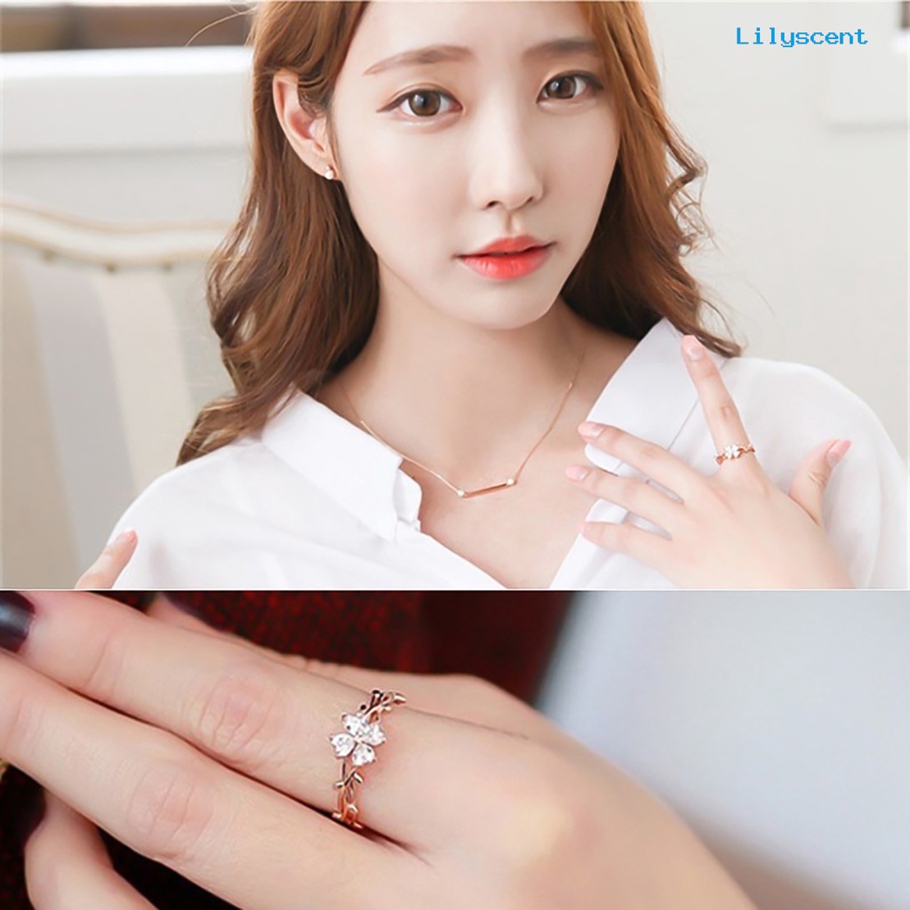 Ls Cincin Bahan Alloy Aksen Berlian Imitasi Untuk Wanita