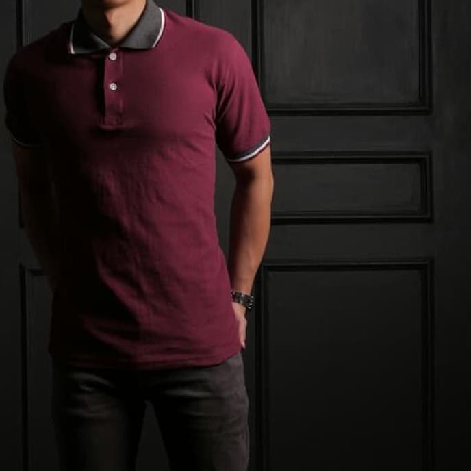 Barang Berkualitas BAJU KAOS KERAH POLO SHIRT COWOK PRIA LACOSTE KATUN COTTON MAROON - Maroon, M
