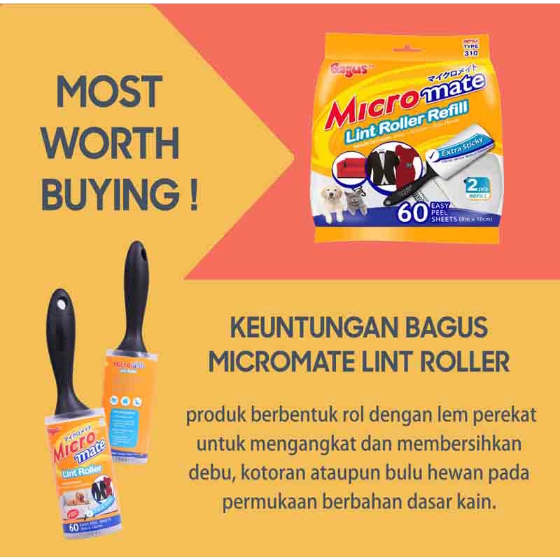 PROMO !! BAGUS MICROMATE LINT ROLLER REFILL W-22312 / SIKAT PEMBERSIH