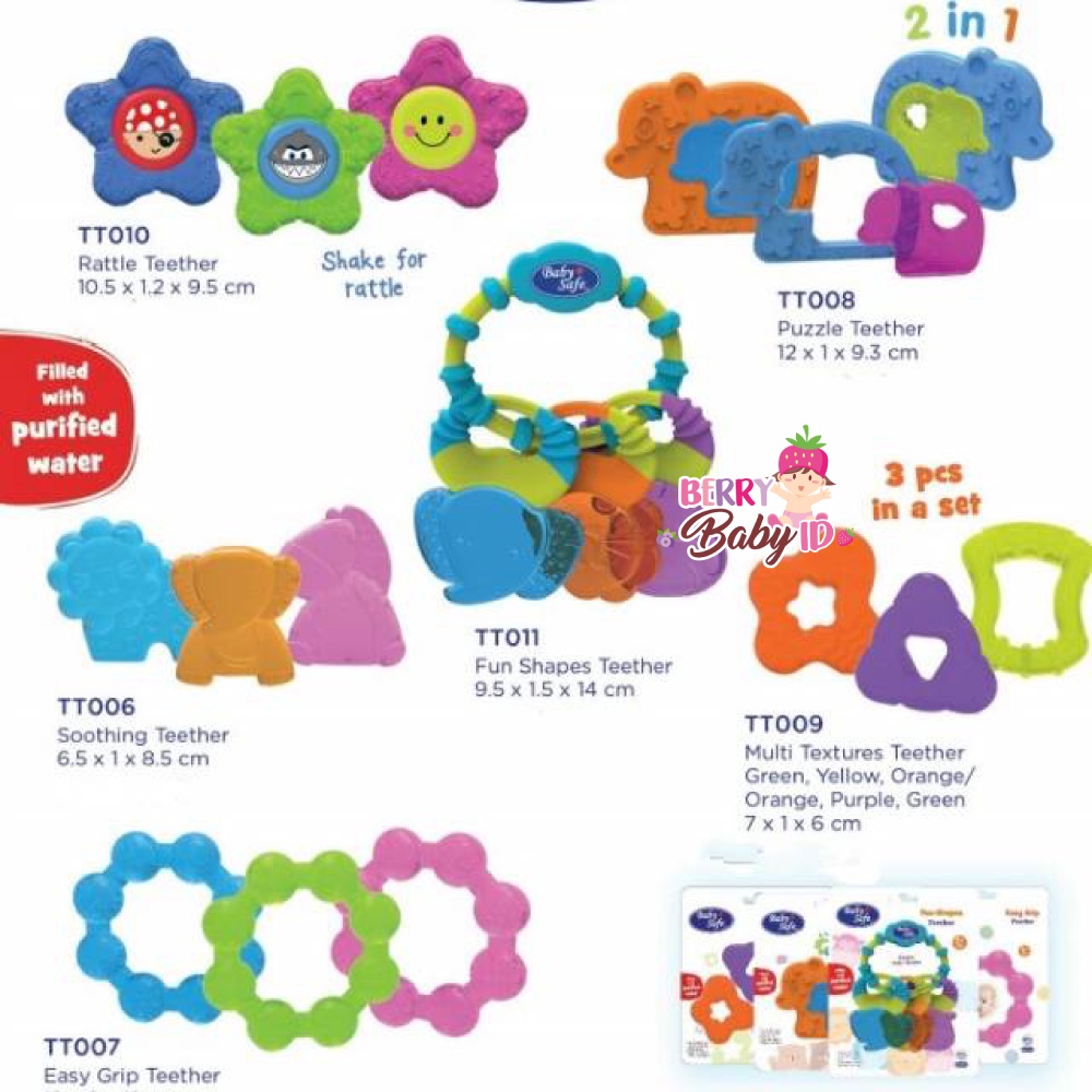 Baby Safe 2-in-1 Puzzle Teether Gigitan Bayi Isi Air Steril TT008 BBS088 Berry Mart