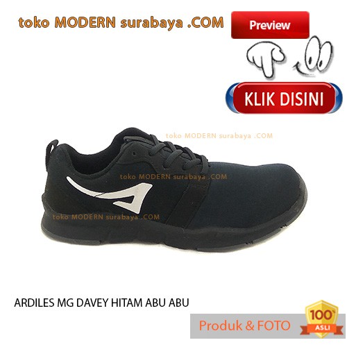 ARDILES MG DAVEY BLACK GREY sepatu pria kets casual sneakers