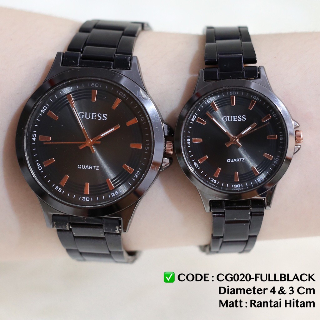 Jam tangan Couple murah  pria wanita rantai silver hitam grosir ecer HARGA SATUAN CG020