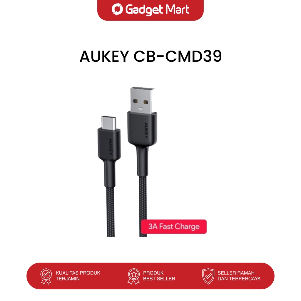 Kabel Charger AUKEY CB-CMD39 USB A to C 30 CM