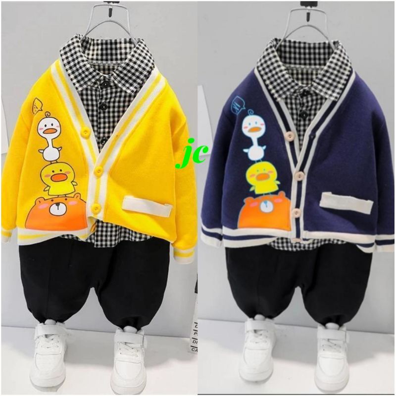 JCK - 3in1 Set Momoru / Stelan 3in1 Anak Terbaru / Fashion Anak Kekinian