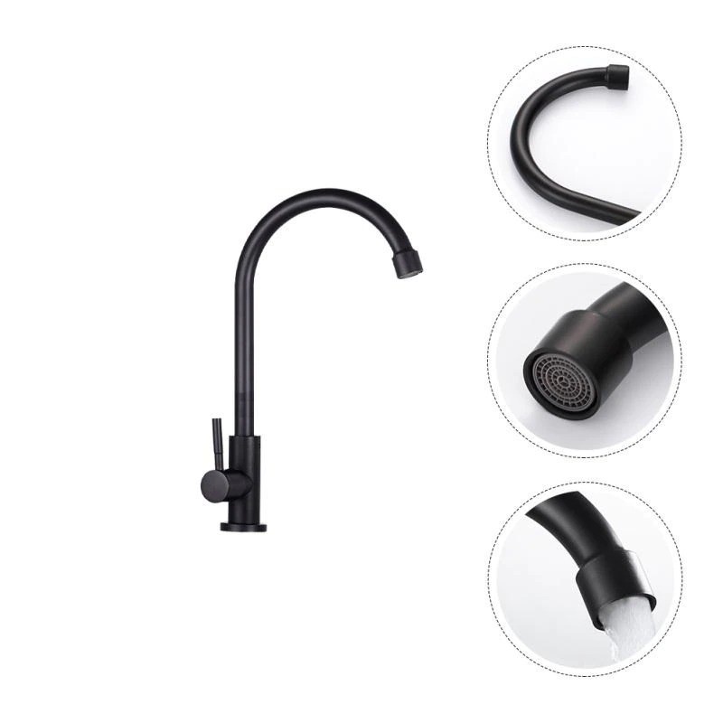 Tap Water Keran Air Wastafel Stainless Steel - Hitam