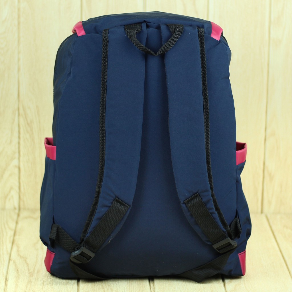 Jual Tas Ransel Distro Cewek Warna Navy List Pink Girl Kekinian Lucu Imut aq