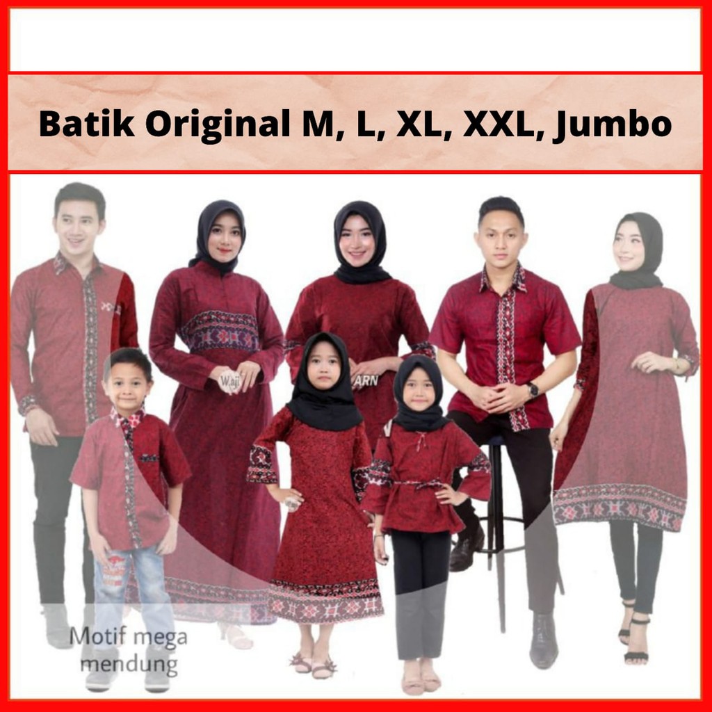 Mega Mendung Abang Batik Couple Keluarga Best Seller Kemeja Gamis Hem Tunik Outer Atasan Batik Anak