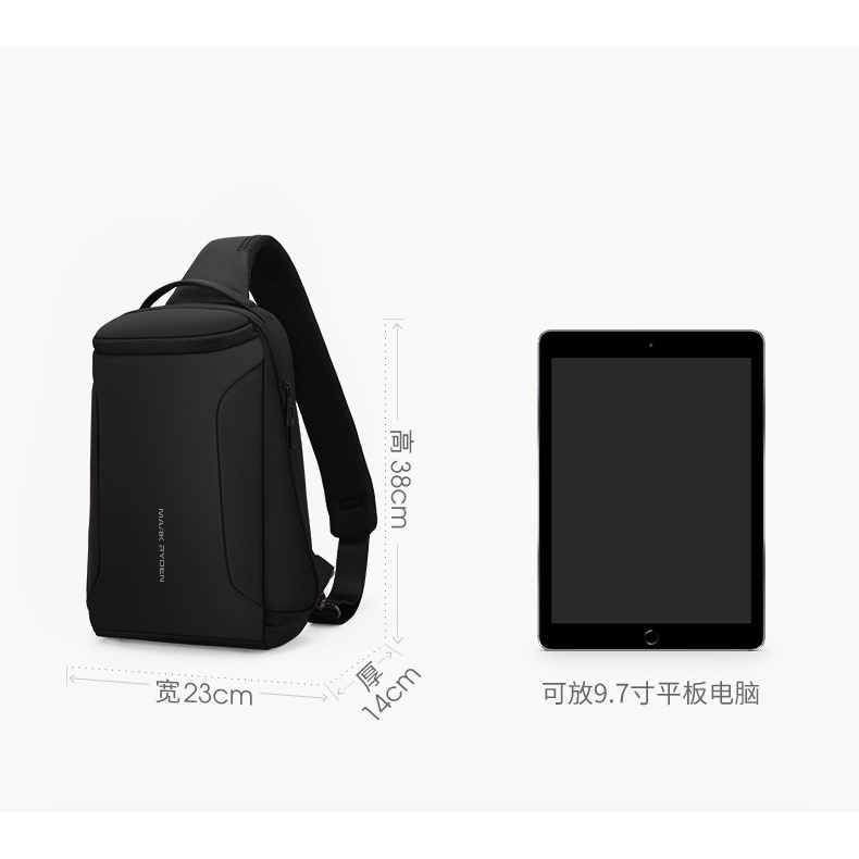 SmallLee MARK RYDEN Tas Selempang Tas Selempang Kain Oxford Tahan Air USB Pengisian Tas Selempang Cocok untuk iPad 12.5 Inci Bahu Messenger Tas Tas Dada Tas Travel untuk Pria