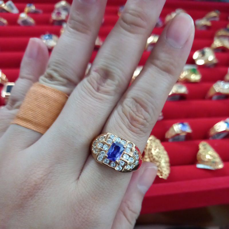 cincin laki mata ungu putih ukuran 22