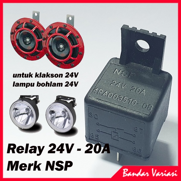 Relay 24V Klakson Lampu Mobil 4 Kaki 20A 24 Volt 4k