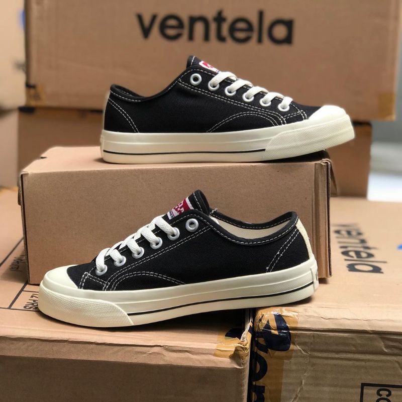 Sepatu Vantela Basic Low Black Natural Ventela Black White Original 100%-6