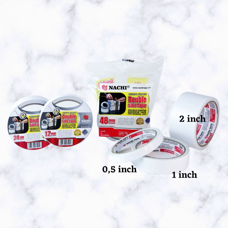 

Double Doble Tape Nachi 48mm 24mm 12mm 6mm Double Tip Doubletip Dinding Lem Solasi Isolasi Lakban Selotip Bolak balik