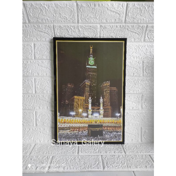 walldecor dinding-hiasan dinding-pajangan bingkai poster kayu kabah bingkai mekah 32×48