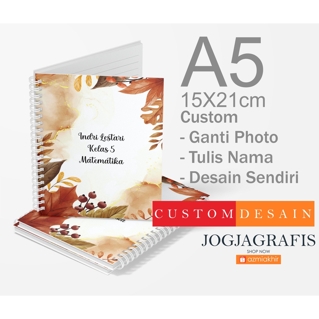 

Notebook Buku Tulis Sekolah Jurnal Seminar Spiral A5 Custom Desain ( AESTETIC flower )