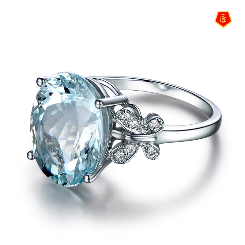 [Ready Stock]Blue Topaz Butterfly Ring Fashion Elegant and Personalized