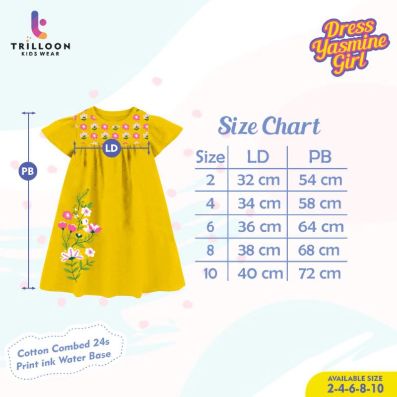 DRESS YASMINE GIRL BY TRILLOON ORIGINAL 1-10 TAHUN FREE TAS SELEMPANG PREMIUM / DRESS YASMIN GRATIS TAS SELEMPANG KANVAS / DRESS PREMIUM ANAK FREE TAS SELEMPANG