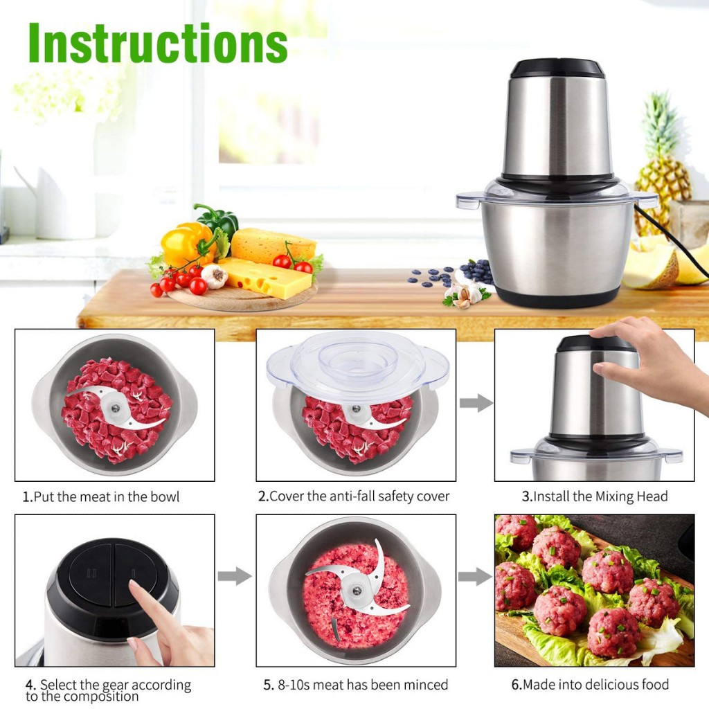 HARSMOND MESIN PENGGILING DAGING, SAYUR &amp; BUAH HARS-31 PREMIUM KAPASITAS 2 LITER STAINLESS STEEL