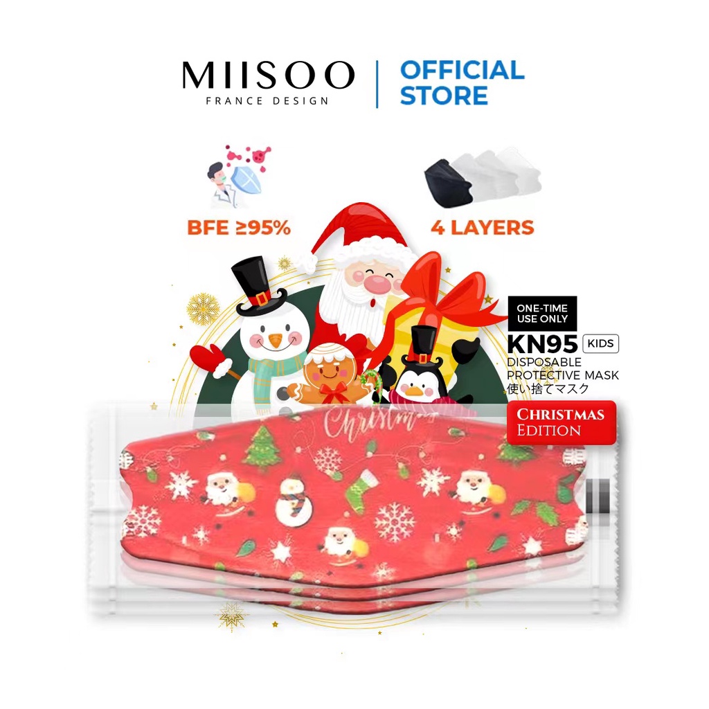 MIISOO Disposable Mask EVO Anak Xmas Edition Masker Kesehatan wajah Edisi Natal Kids 4ply