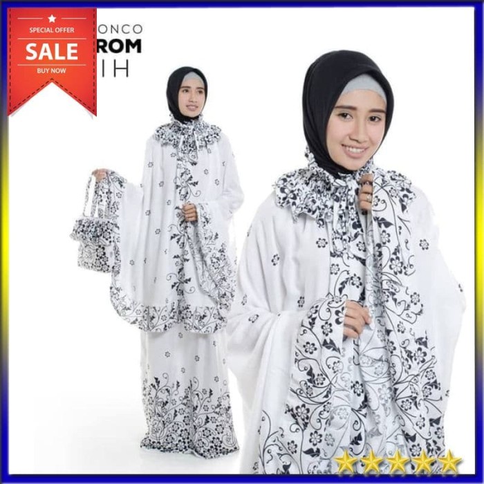 MUKENA- MUKENA DEWASA BALI (RAYON) PONCO MONOKROM/MUKENA ANAK/BALI/KATUN JEPAN - PUTIH -MUKENA.