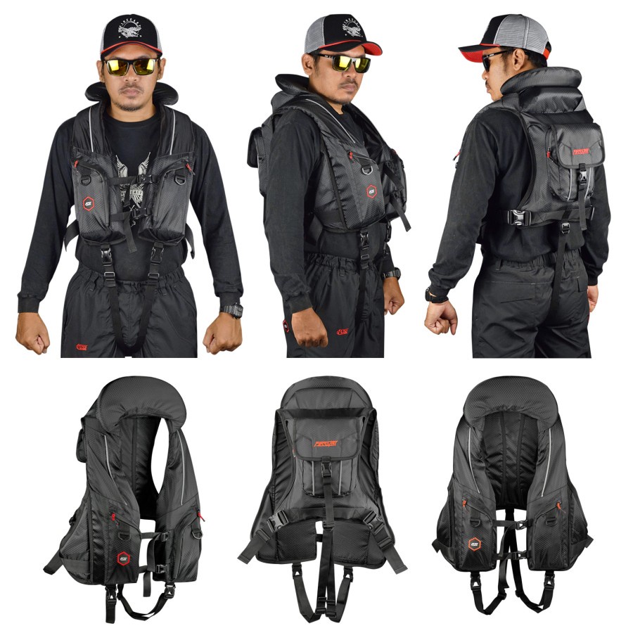 Rompi Pelampung Life Jacket Firecast Maximus Vest-Full Black