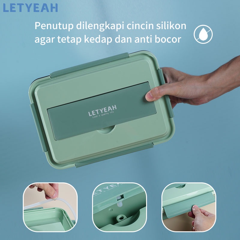 Letyeah lunch box stainless 304 /tempat bekal makan anti tumpah 4 sekat