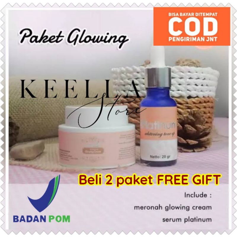 PAKET serum PLATINUM dan MERONAH Glowing cream