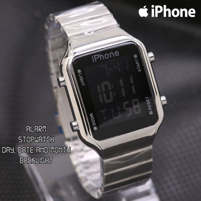 Jam Tangan Pria / Cowok Iphone Watch Digital Rantai Full Gold
