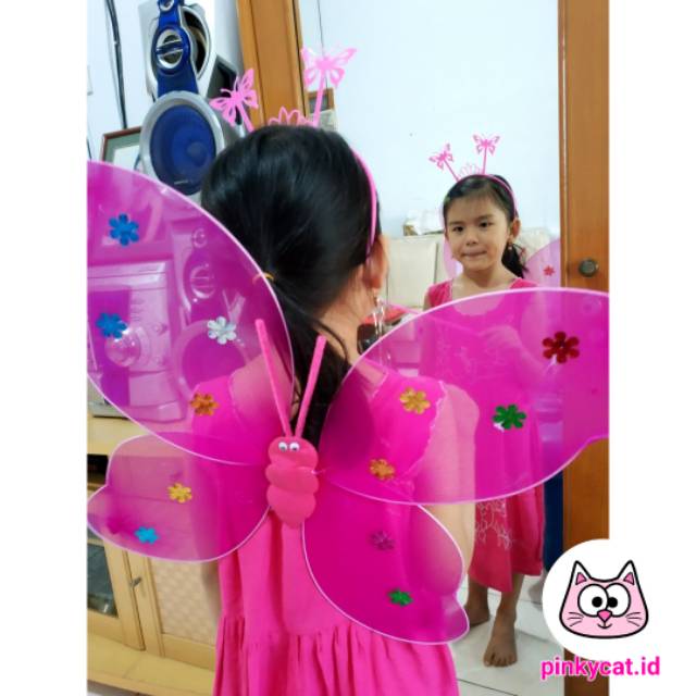 Sayap Peri Kupu Kupu Anak Set Bando Tongkat Buterfly Angel Fairy Wings Shopee Indonesia