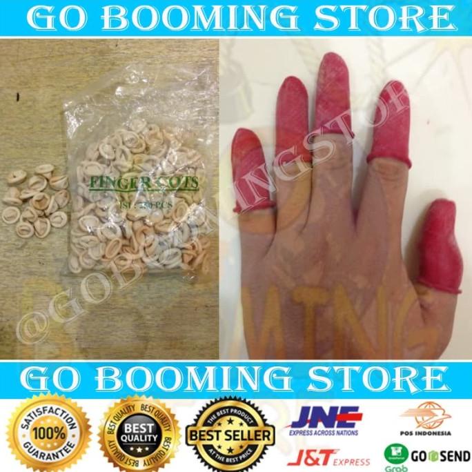 FINGER COAT / FINGER COTS / PELINDUNG JARI (BAHAN KARET & WARNA MERAH)