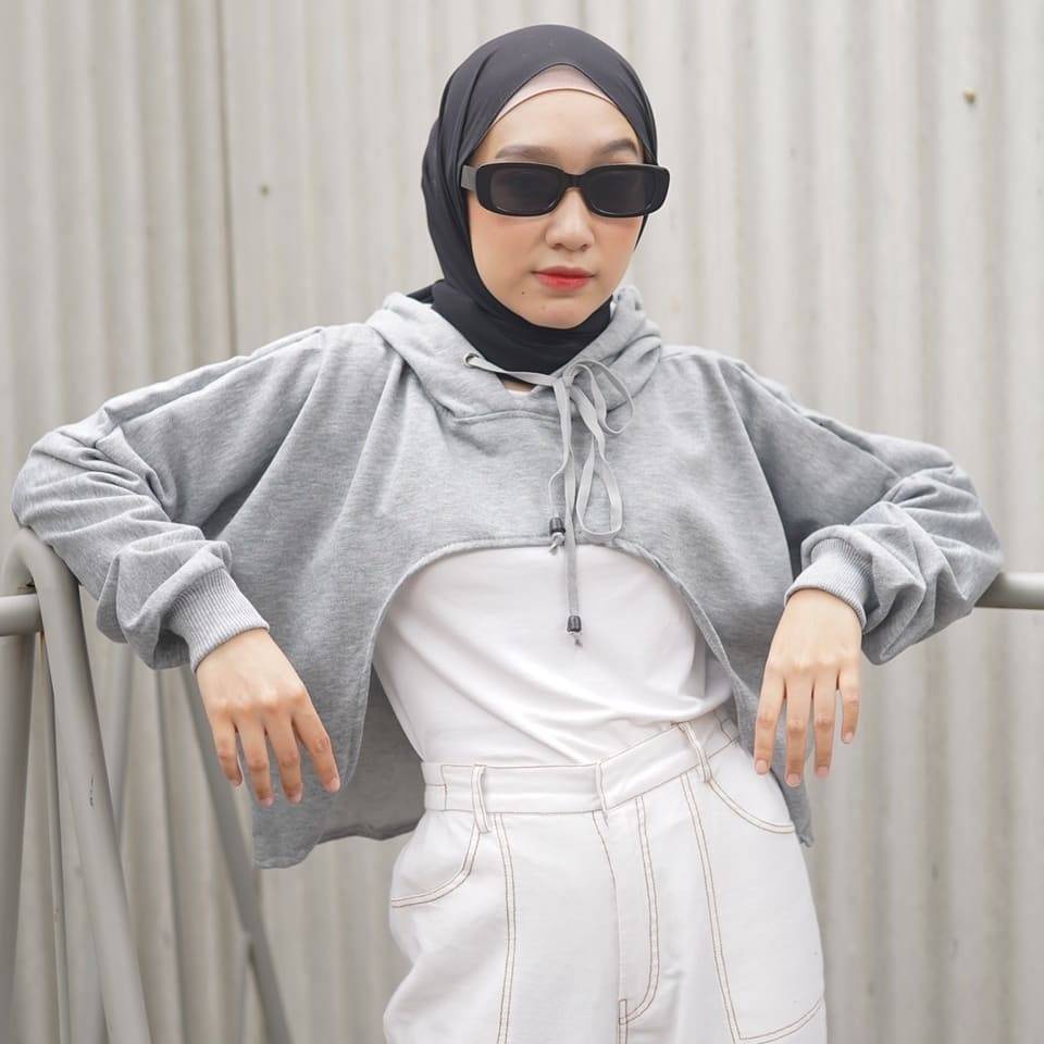 Hoodie Crop Top Oversize - Korean Hoodie - Jaket Crop Top