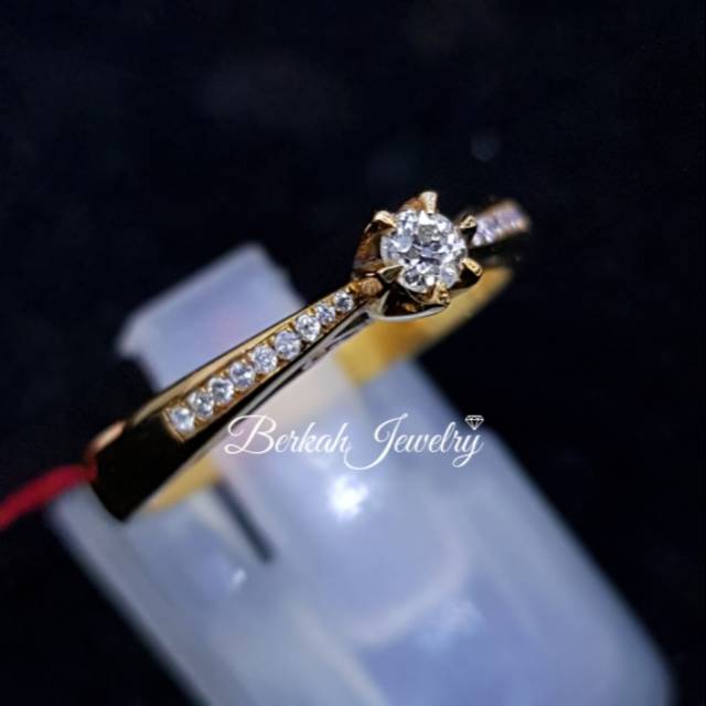 Cincin solitaire emas berlian asli natural diamond sertifikat lab