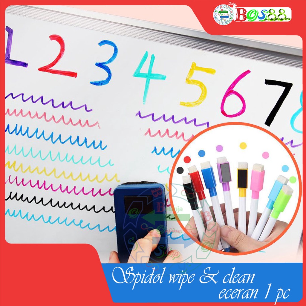 

1 Pcs Spidol Warna Warni / Bisa dihapus / Wipe & Clean Erasable Whiteboard Marker