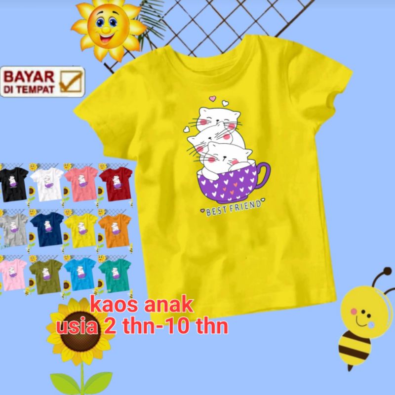 KAOS ANAK USIA 2 THN-10 THN(KUCING GELAS)