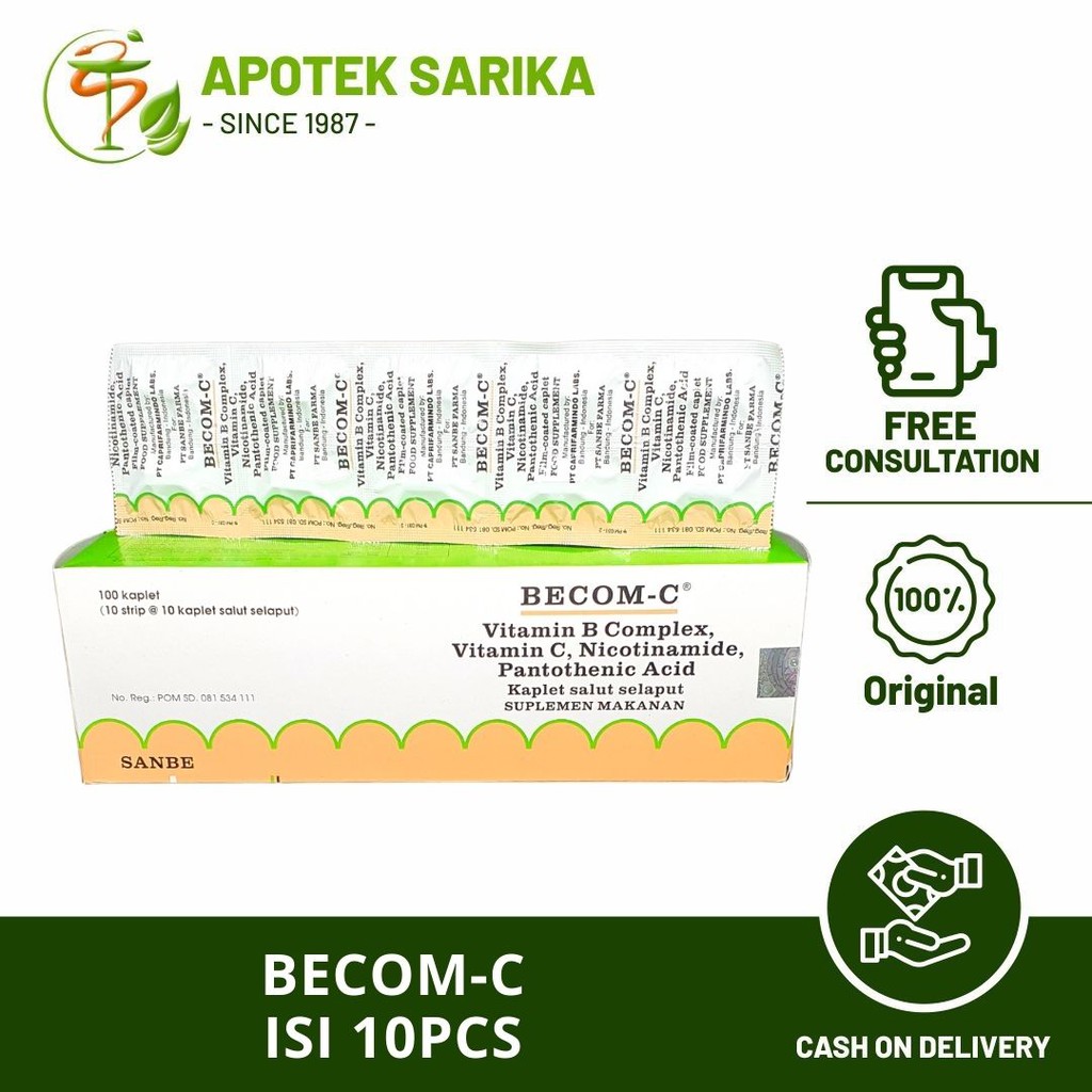 Becom C 1 strip 10pcs (Vit C 500 mg & B komplek)