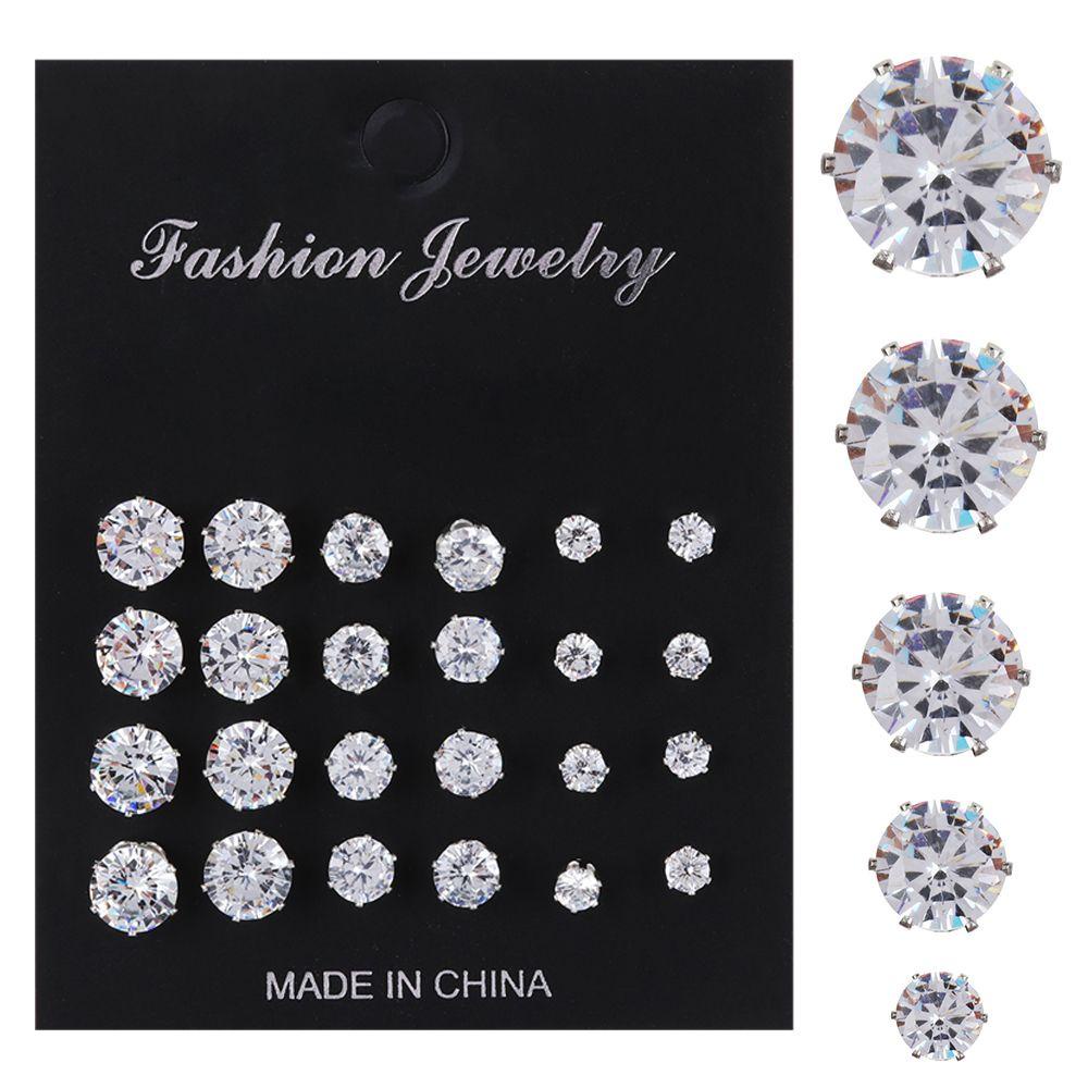 Nickolas1 Set Anting Tusuk Pernikahan Shiny Round Rhinestone Metal Crystal Untuk Perhiasan Wanita