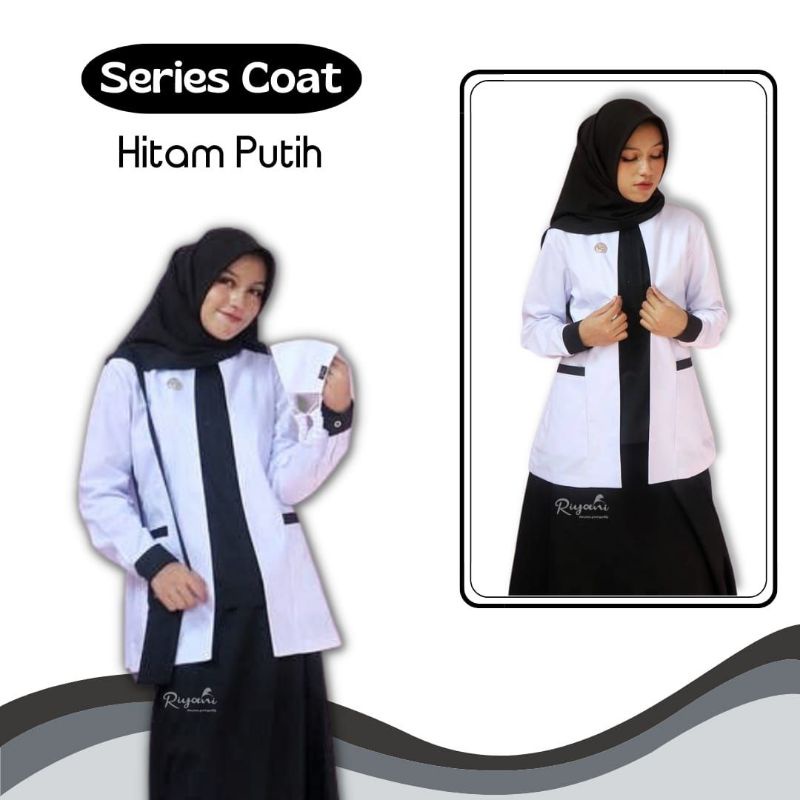 setelan hitam putih series coat by riyani/setelan hitam putih/seragam hitam putih asn/seragam dinas 