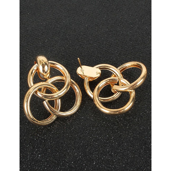 LRC Anting Tusuk Fashion Gold Color Alloy Plating Ring Earrings K77468